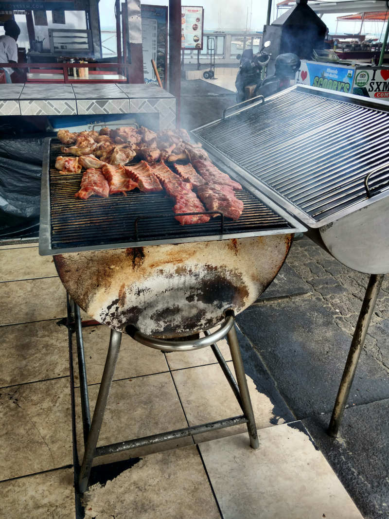 The grill at one of the lolos (“locally owned, locally operated”)—a group of 6 bbq shacks right on the beach